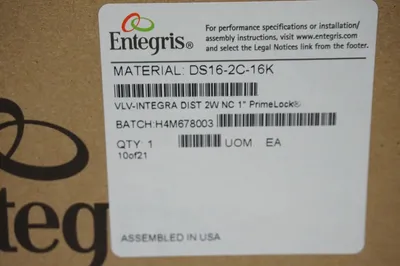 NEW ENTEGRIS DS16-2C-16K VALVE 1" DS162C16K
