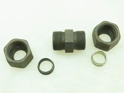 VOSS Steel Flareless Metric Straight Union Compression Fitting 16mm Tube LOT of5