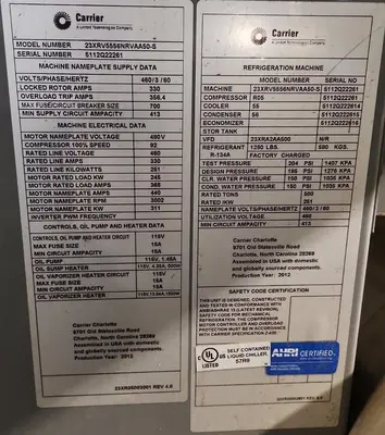 USED 2012 CARRIER 23XRV5568NRAA50-S