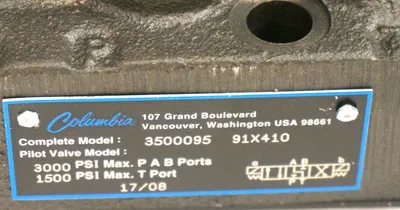 NEW COLUMBIA 3500095 HYDRAULIC VALVE 91X410