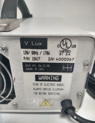 Volpi V-Lux 1000 Fiber Optic Illuminator 120V 170W P/N 15417 Light Source