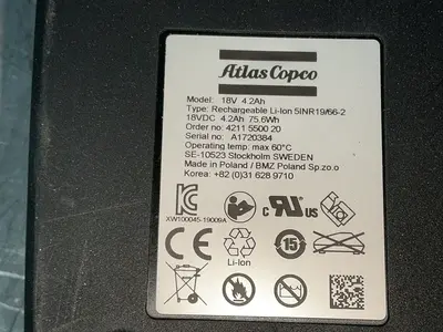 Used ATLAS COPCO 5INR19/662 Batteries Ohio US | HGR 24 #1326141