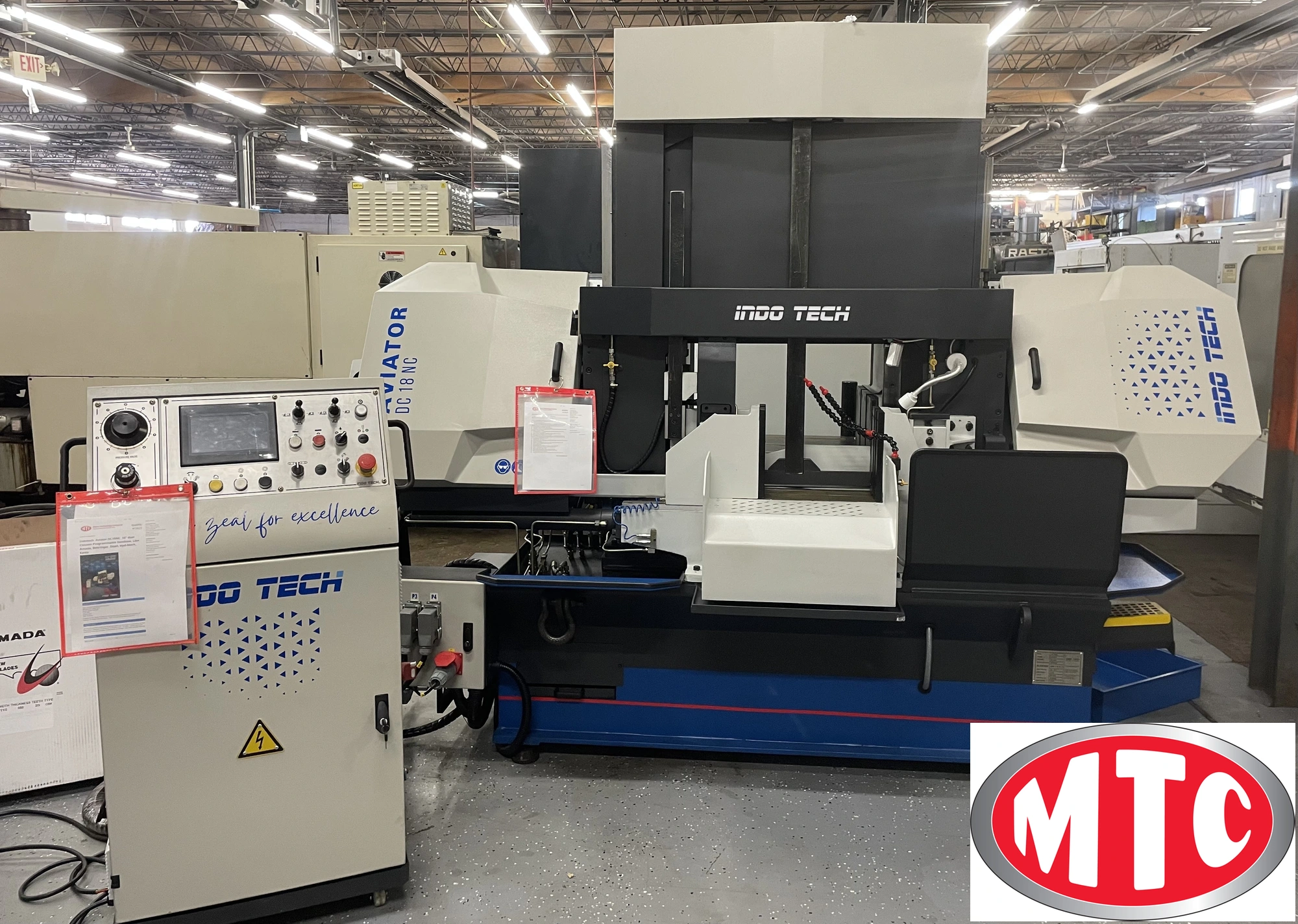 Indotech Aviator DC18NC 18" dual Column Programmable bandsaw Like Amada, Behringer, Doall, Hyd-Mech, Kasto