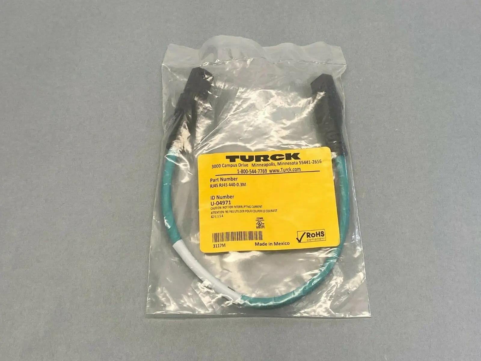 RJ45 RJ45 440-0.3M | Turck  Double Ended Cordset U-04971 - New