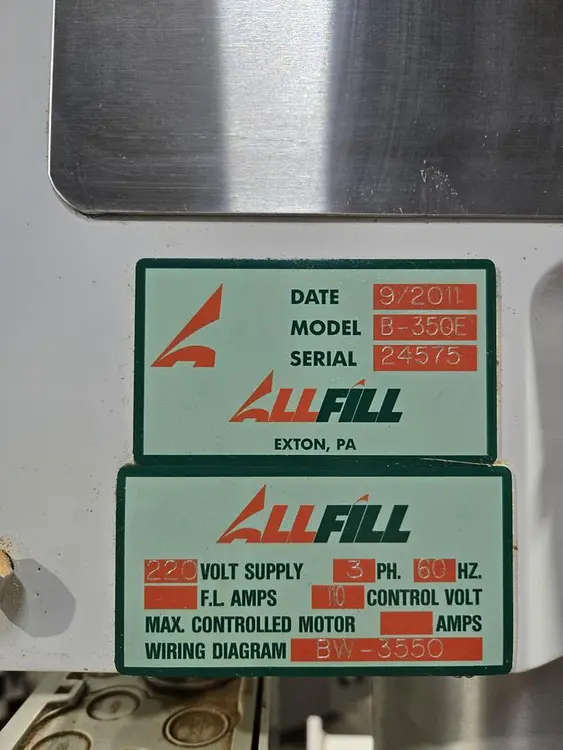 Used 2011 ALLFILL B350E Filling Machines Michigan US | ND Industrial Surplus #1184692