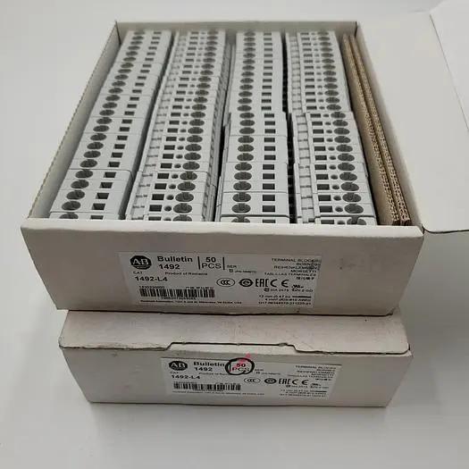 New | in-Stock ALLEN BRADLEY ALLEN BRADLEY 1492-L4 TERMINAL BLOCK *NEW* IN ORIGINAL BOX 2 FULL BOXES (100) Terminal Blocks | ND Industrial Surplus #1225920