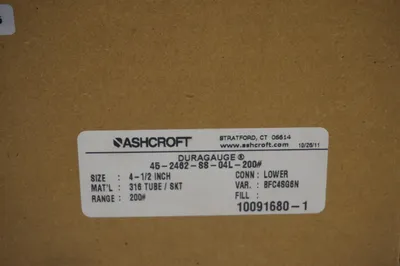 NEW ASHCROFT 45-2462-SS-04L-200# DURAGAUGE 452462SS04L200