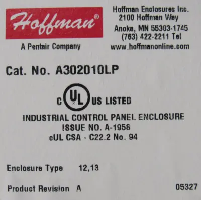 NEW HOFFMAN A302010LP ENCLOSURE 30"x20"x10"