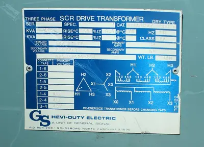 SPC7822  Transformers and Switchgear 27 kva GS Hevi-Duty Electric dry transformer, 460 delta high voltage, 230Y/133 low voltage, 3 phase