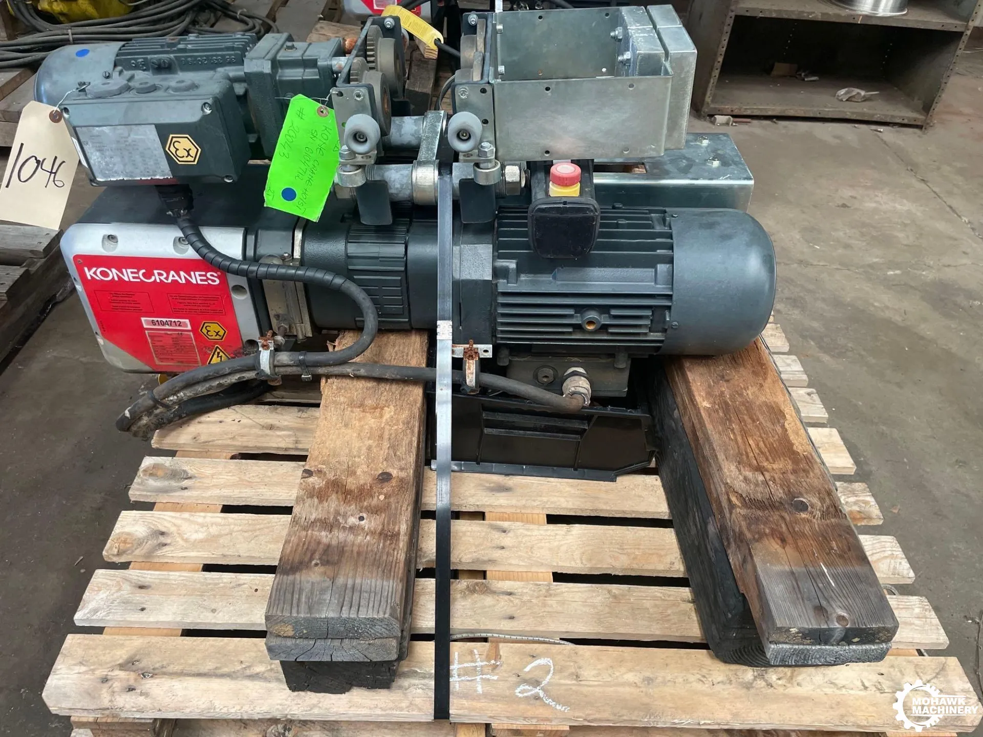 2.2 TON KONECRANES "EXN202005B4" ELECTRIC CHAIN CRANE HOIST w/MOTORIZED TROLLEY - HOOK - PENDANT