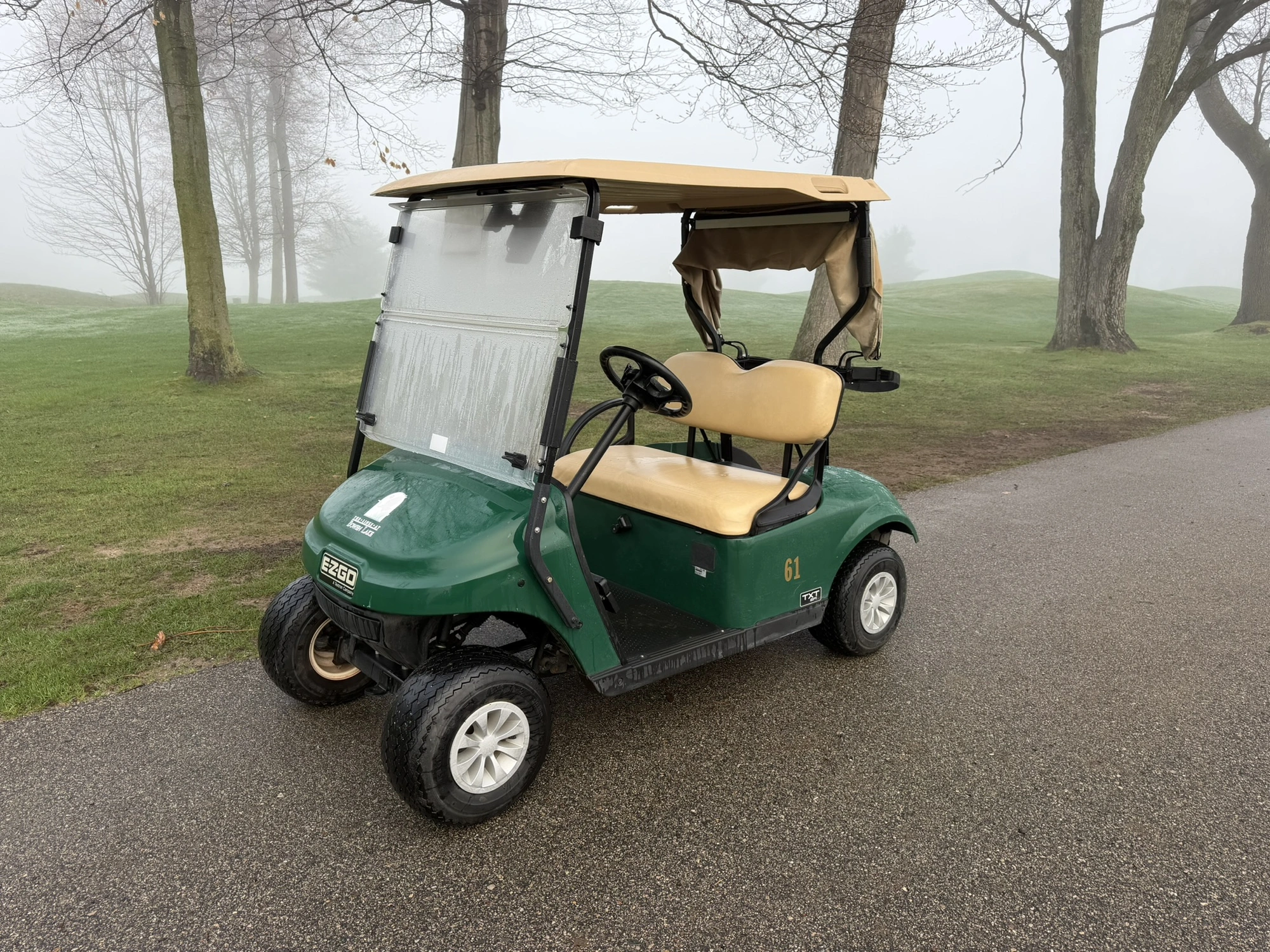 (1) 2019 E-Z-Go EFI golf cart with a Kawasaki gas engine, model 657061G01, includes canopy, fold-dow...