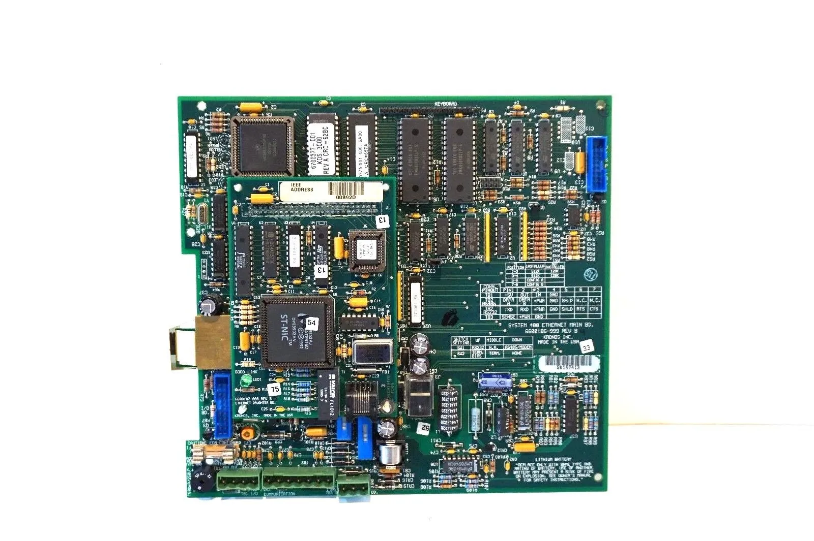 USED KRONOS 6600186-999 PC BOARD REV.B4 6600186999
