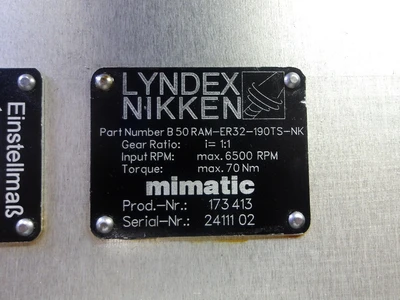 Lyndex/Nikken BT50 ER32 Right Angle Head B50RAM-ER32-190TS-NK (LOC1708B)