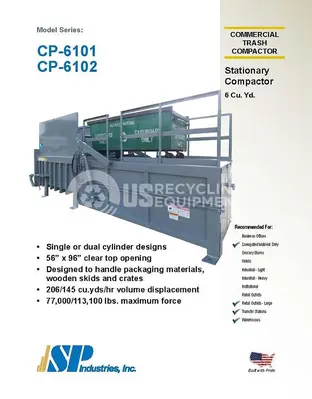Used SP INDUSTRIES CP-6101 6YARD STATIONARY Misc Recycling | US Recycling Equipment #474999