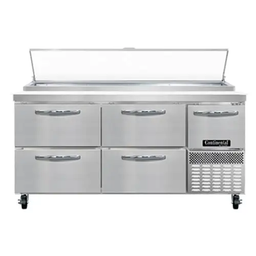 Continental PA68N-D 68" Pizza Prep Table W/ Refrigerated Base, 115v