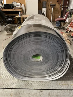 Smooth PVC Conveyor Belting 59.5″ X approx 515′ ; 3mm Thick