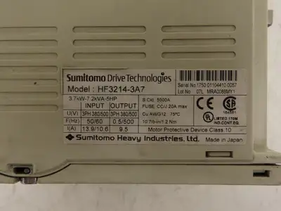Sumitomo Machinery HF3214-3A7 VFD Inverter AC Drive 380/500V 3.7kW 5HP 3PH