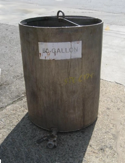 SPC6775  Tank 50 gallon vertical tank, Stainless Steel, flat