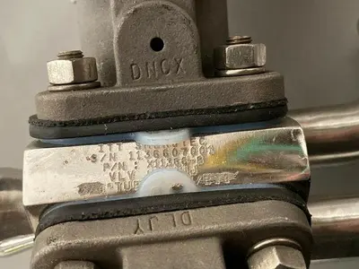 USED 2 ITT SHEROTEC STAINLESS STEEL DIAPHRAGM VALVES W/ POSITION MONITOR