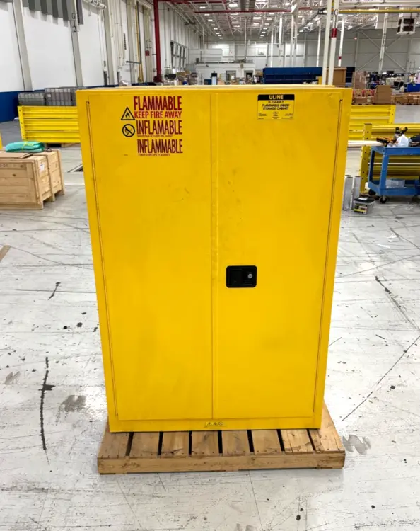 Used ULINE 45 GALLON CAPACITY FLAMMABLE LIQUID STORAGE CABINET Misc Industrial Equipment | Maverick Industrial Sales #1113283
