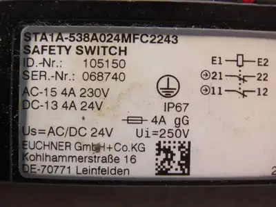 Used EUCHNER _UNKNOWN_ Relays & Switches Indiana US | Arrow Industrial #1408317
