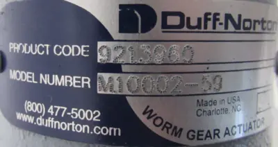 NEW DUFF NORTON M.10002-59 WORM GEAR ACTUATOR 921.3960