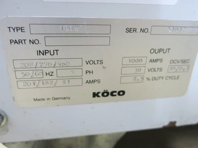 USED BERCO KOCO 1002 STUD WELDER