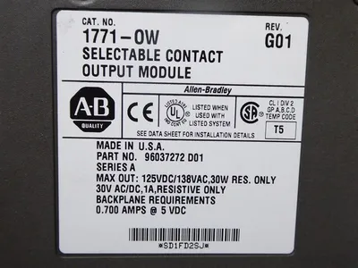 Allen Bradley 1771-OW/A PLC-5 Selectable Contact Output Module G01 Used