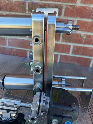 USED MILLIPORE STAINLESS STEEL PELLICON FILTER HOLDER W/ ITT VALVES, ACTUATOR