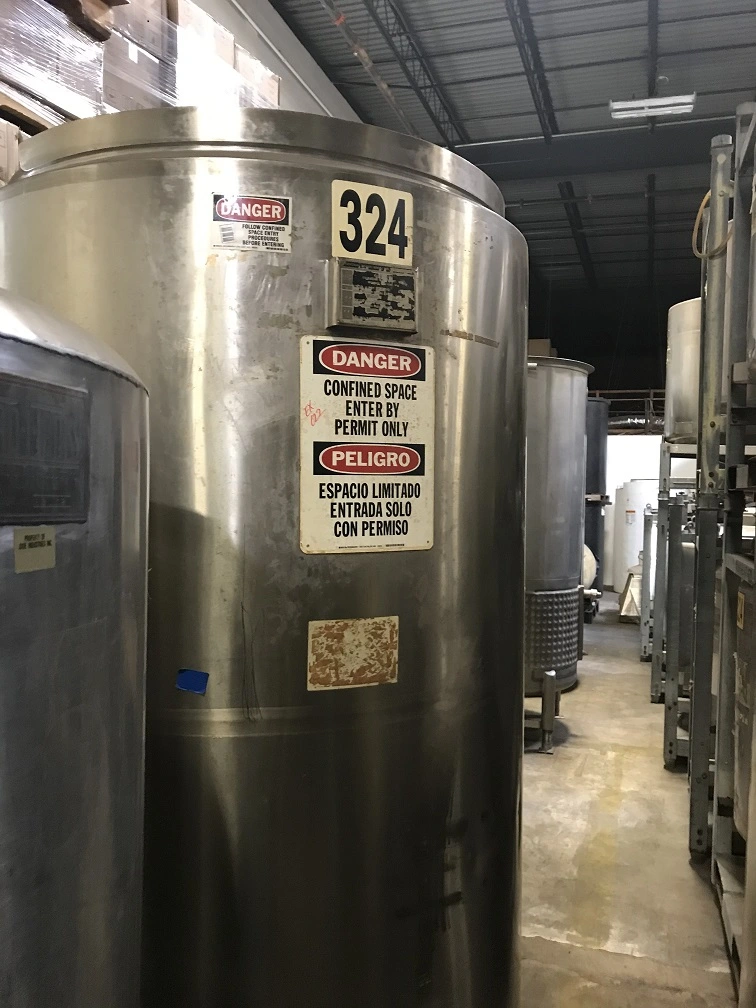 Used approximately 600 gallon vertical stainless steel Feldmeier jacketed tank