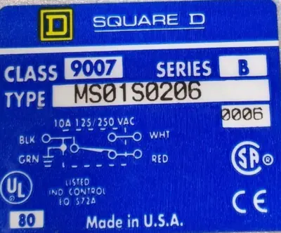 Square D MS01S0206 Ser B Limit Switch Loc5E34