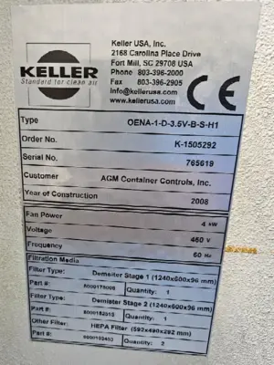2008 KELLER OENA Series Filtration- Mist Collector | Midstate Machinery (6)