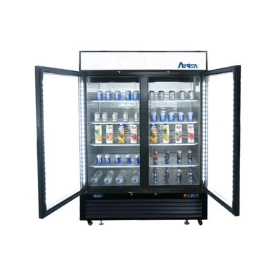 New | in-Stock Atosa New Atosa MCF8723GR Bottom Mount (2) Glass Door Merchandiser Refrigerator 43.95 Cu Ft - Black Display Refrigerators Illinois US | Falcon Restaurant Supply #1375451