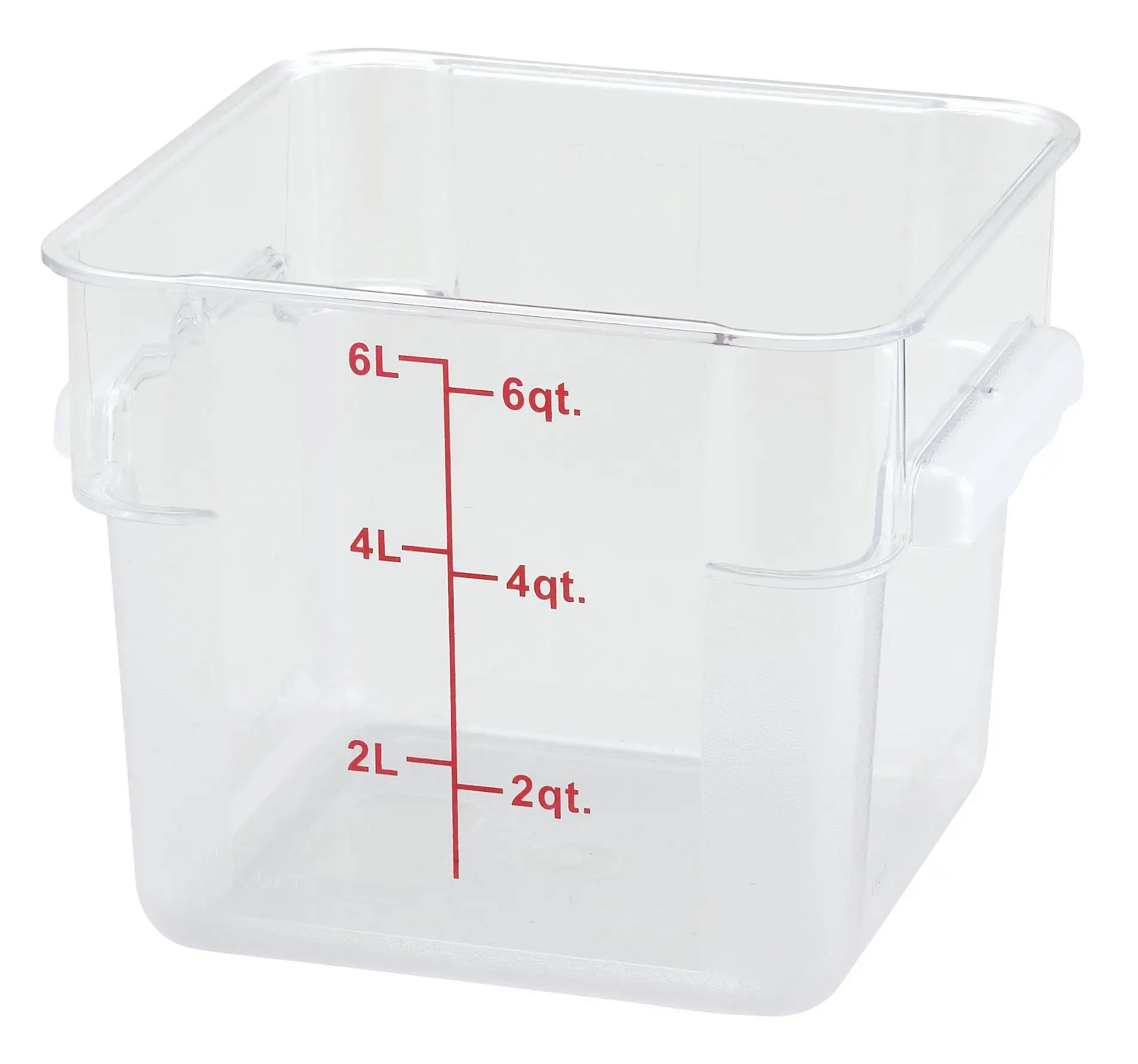 6qt Square Storage Container, Clear, PC (12 Each)