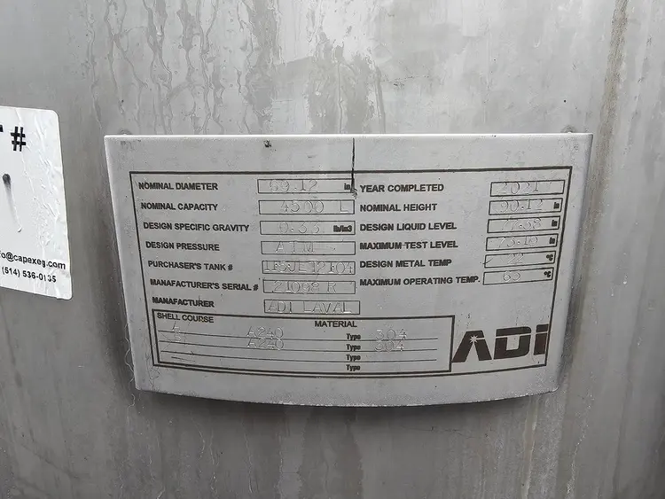 Used 2021 ADI LAVAL _UNKNOWN_ Stainless Steel Tanks Quebec CA | Carter-Wilson Equipment Services #921784