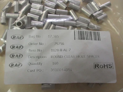 RAF 1128-8-AL-7 New Spacers (Round, Clear, Aluminum Iridite 1/2", 1/4" OD)