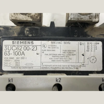 Siemens 100 Amp Overload