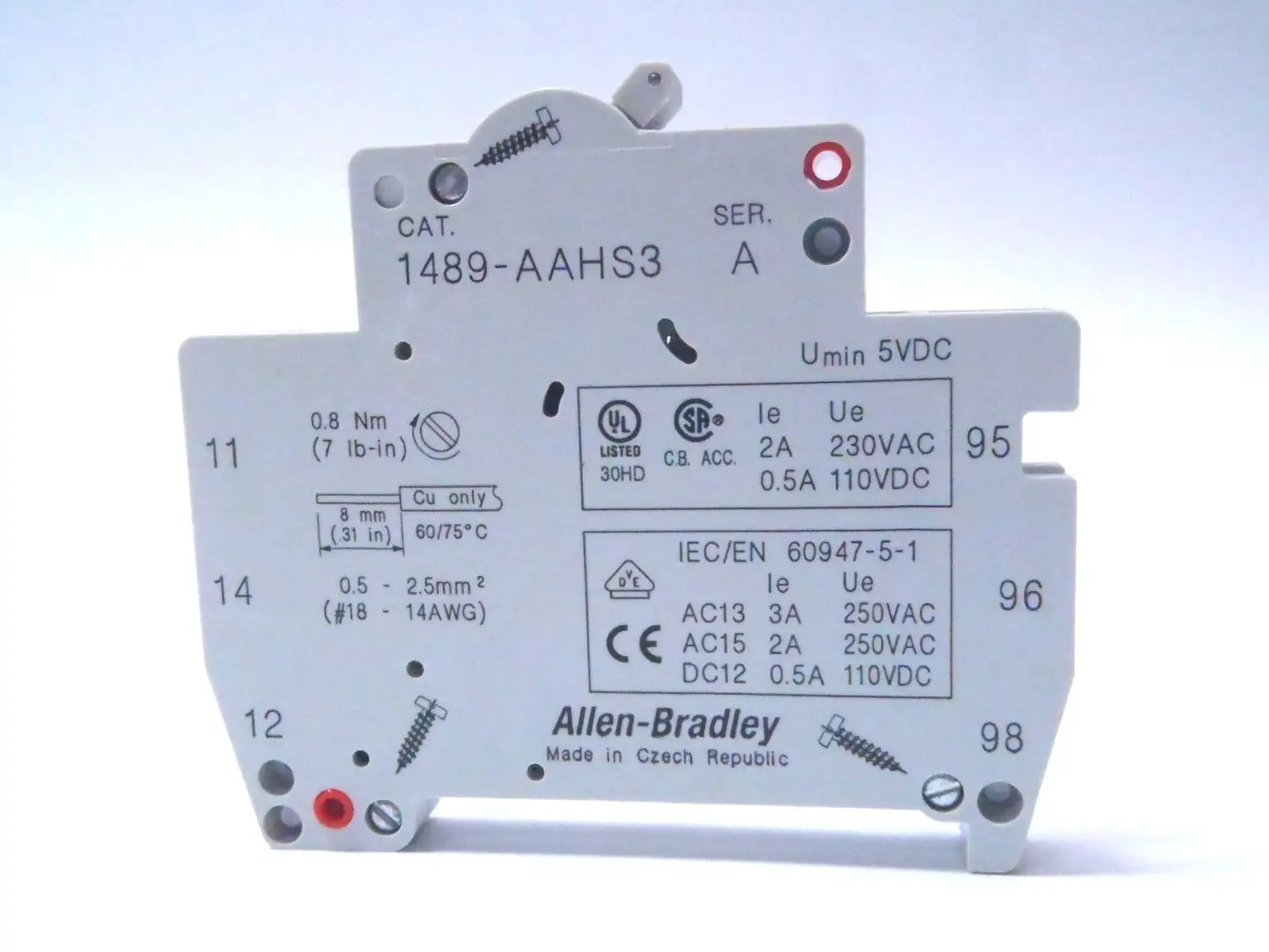 1489-AAHS3 | Allen Bradley  Ser A Signal AND Auxiliary Switch - New Other