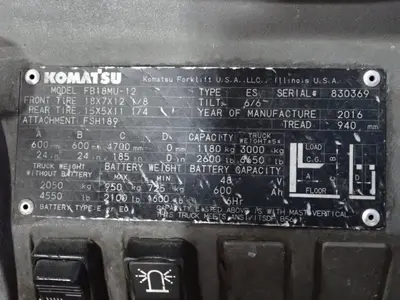 USED 2016 KOMATSU FB18MU12