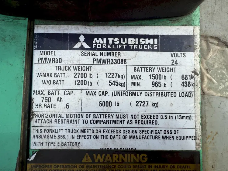 Used MITSUBISHI PMWR30 Pallet Jacks Ohio US | Yoder Brothers machinery #336393