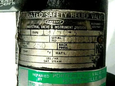 REPAIRED DRESSER 1975C-3 PRESSURE RELIEF VALVE 1975C3