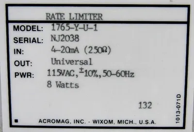 USED ACROMAG 1765-Y-U-1 RATE LIMITER 1765YU1