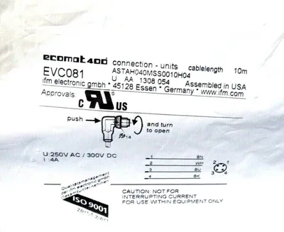 LOT OF 7 NEW EFECTOR ASTAH040MSS0010H04 CABLE EVC081