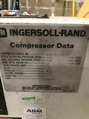 Ingersoll-Rand SSR-EP25U 25HP Rotary Screw Compressor 125PSIG 460V 3PH 12387Hrs