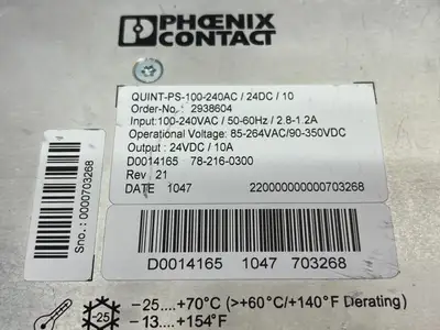 QUINT-PS-100-240AC/24DC/10 | Phoenix Contact  Primary Switched Power Supply 2938604 - Used