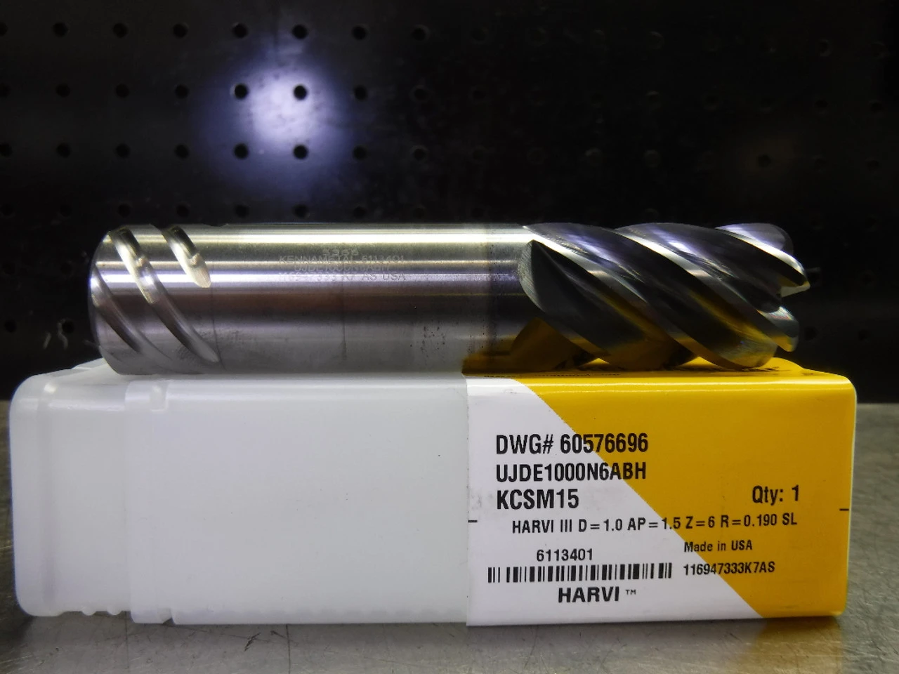 Kennametal 1" Solid Carbide Endmill 6 Flute UJDE1000N6ABH KCSM15 (LOC2701B)