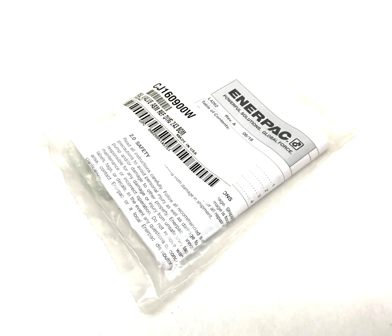 NEW ENERPAC RELIEF VALVE ASSEMBLY DWG 243 BOM