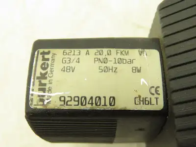 Burkert 92904010 Diaphragm Solenoid Valve 2/2 way 10 Bar 3/4" NPT 48V