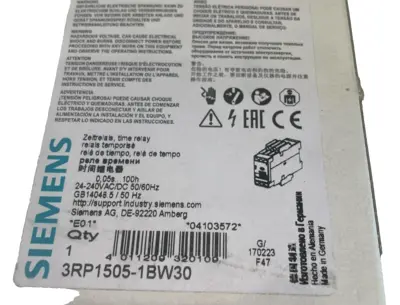 NEW SIEMENS 3RP1505-1BW30 TIME RELAY 3RP15051BW30