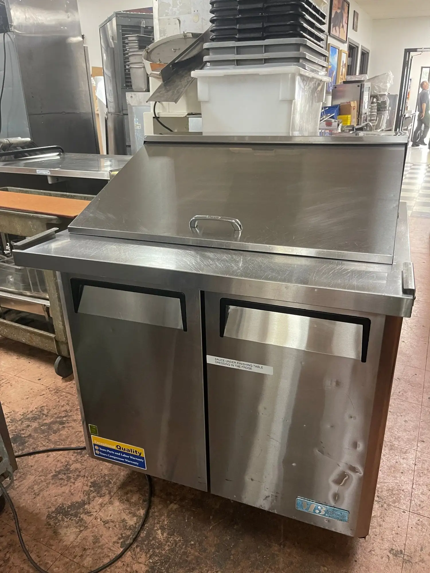 Used Turbo Air Used 36" Turbo Air MST-36-15 Mega Top 2 Door Refrigerated Sandwich Prep Table 120V Food Prep Tables Illinois US | Falcon Restaurant Supply #1375661